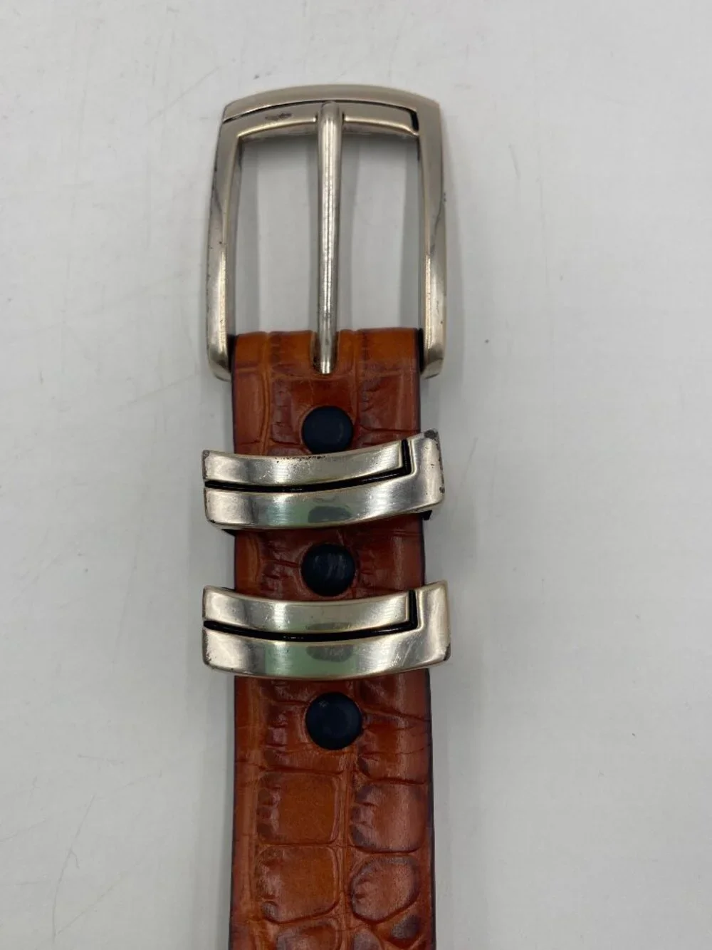 Belts.com Brown Italian Calfskin Leather Croc Alligator Print Belt Size 34 1